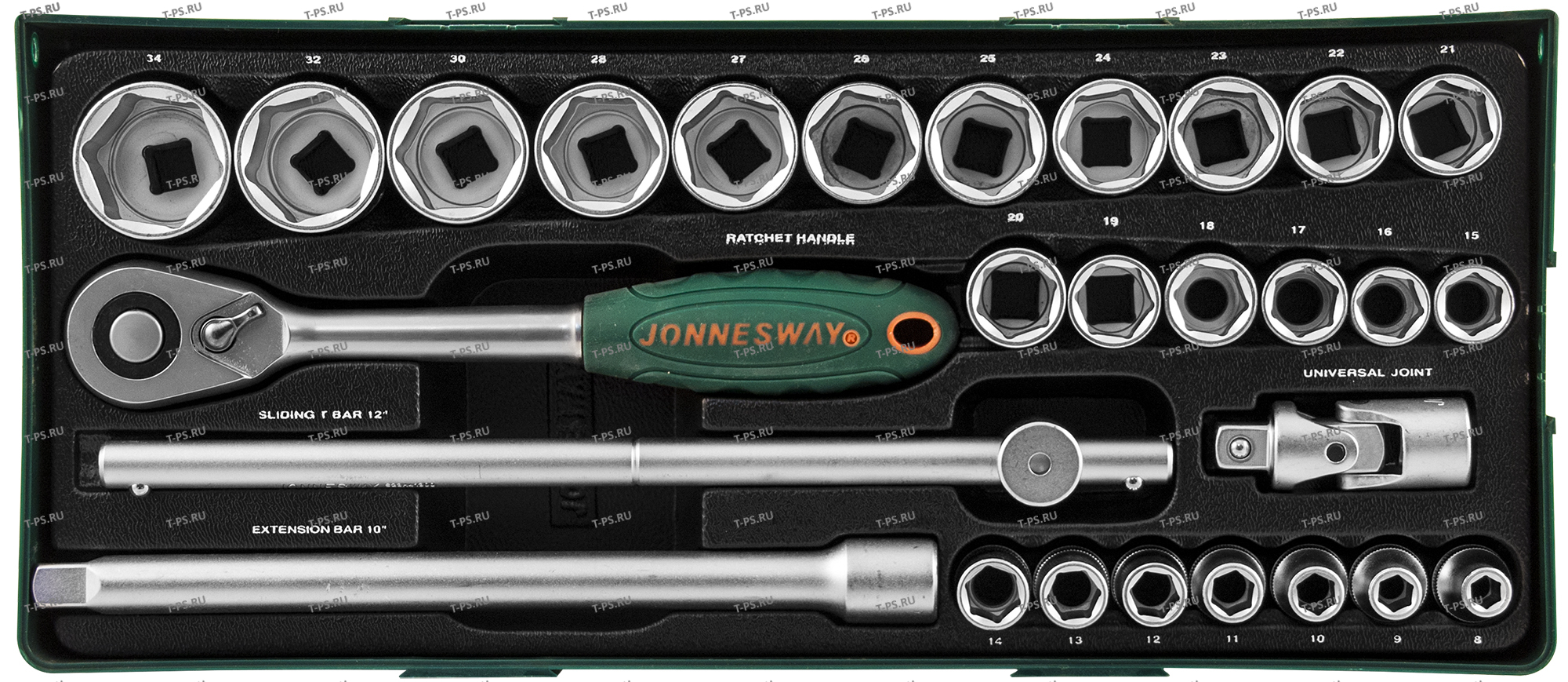 S04H4728SP Набор головок торцевых 12DR в ложементе, 8-34 мм, 28 предметов