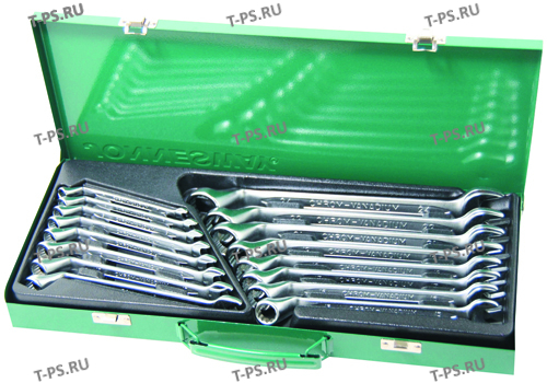W69116S Набор ключей гаечных комбинированных с накидным изогнутым профилем 75&deg; в кейсе, 7-24 мм, 16 предметов