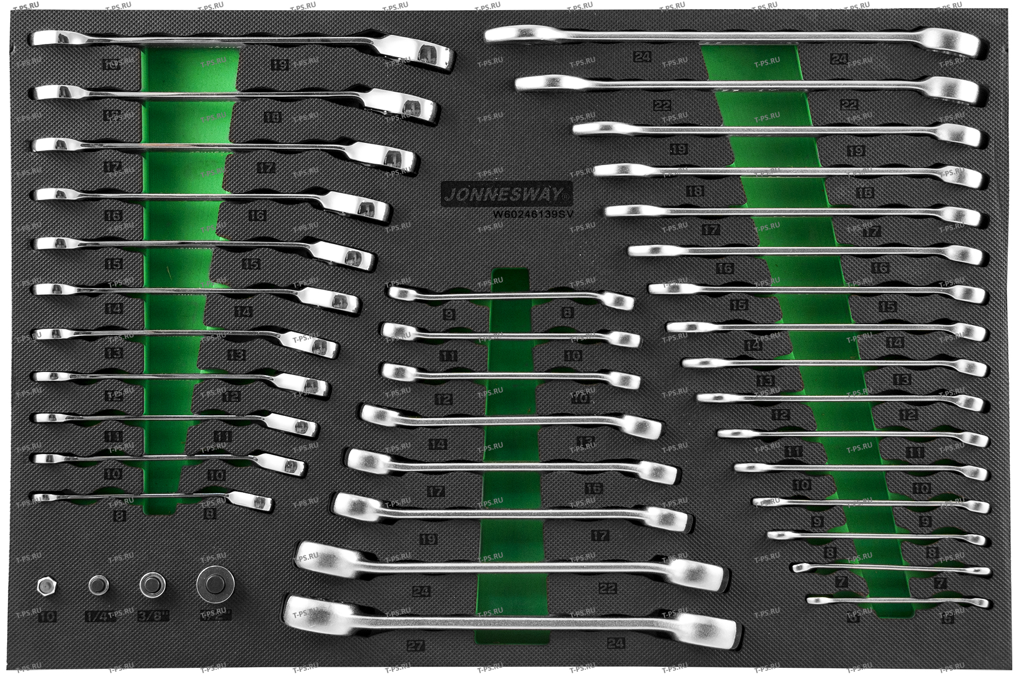 W106246139SV Набор ключей гаечных и адаптеров в EVA ложементе 560х400 мм, 39 предметов