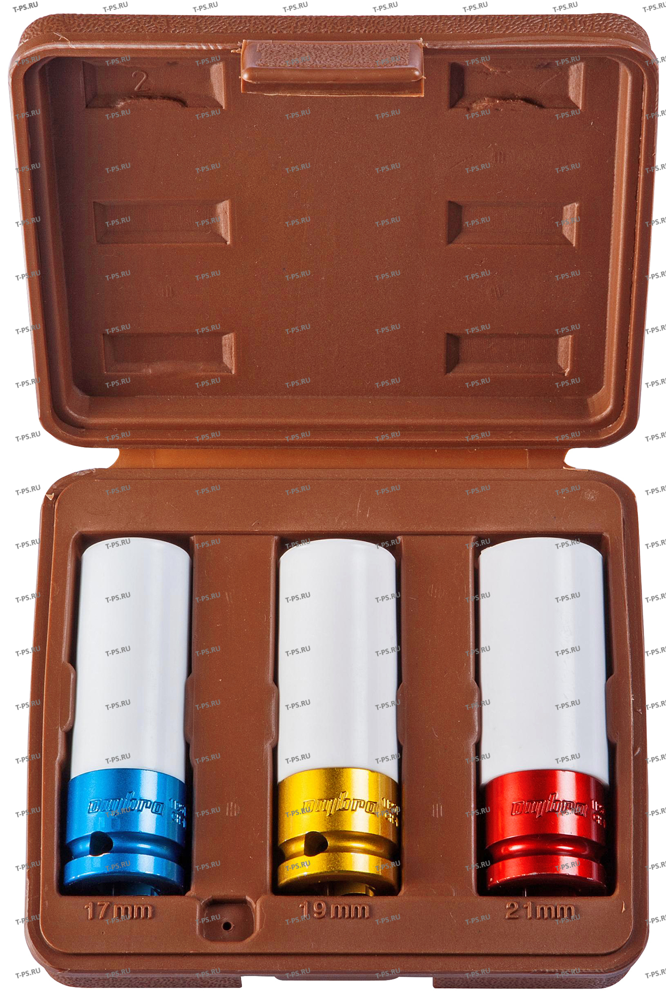 912503 Набор головок торцевых глубоких для ударного инструмента 12DR, для лекгосплавных колесных дисков, 17,19,21 мм, 3 предмета