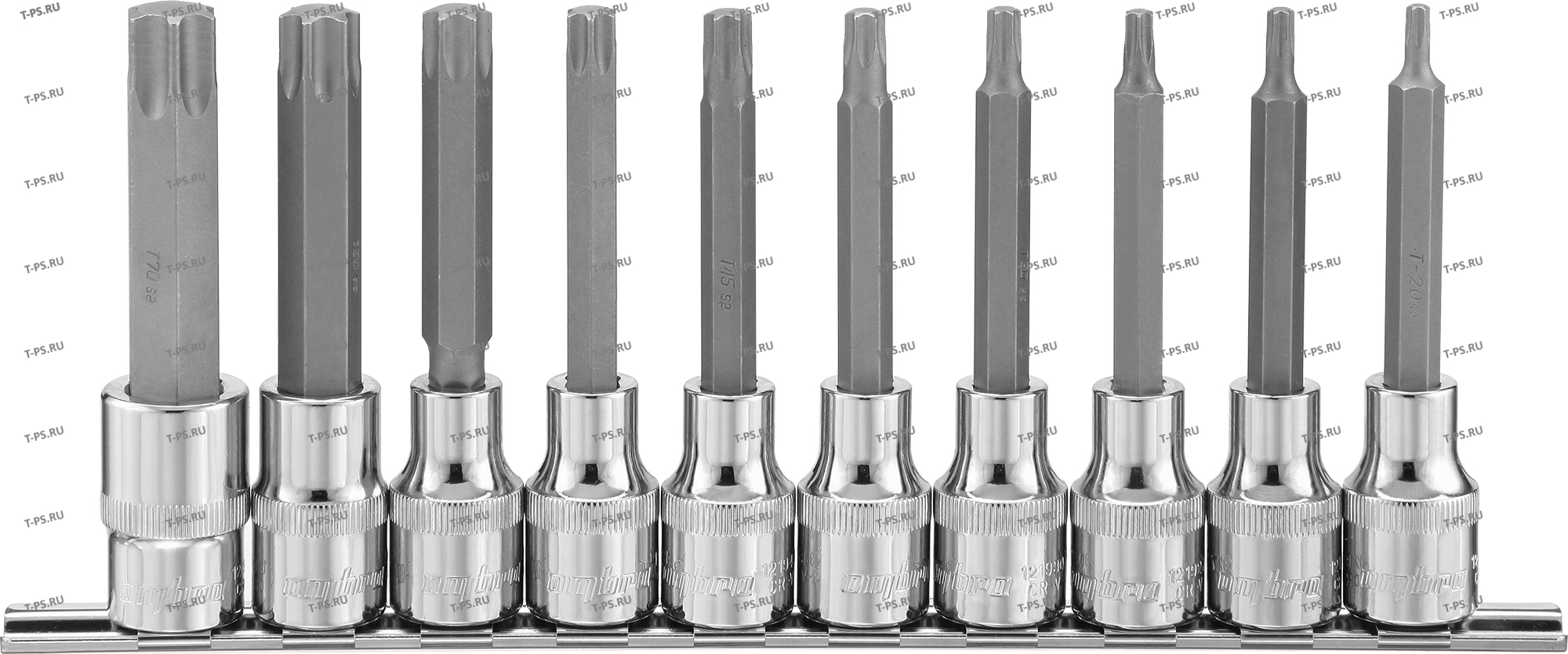 921910 Набор насадок торцевых 12DR с вставками-битами TORX&reg; на держателе, T20-T70, 100 мм, 10 предметов