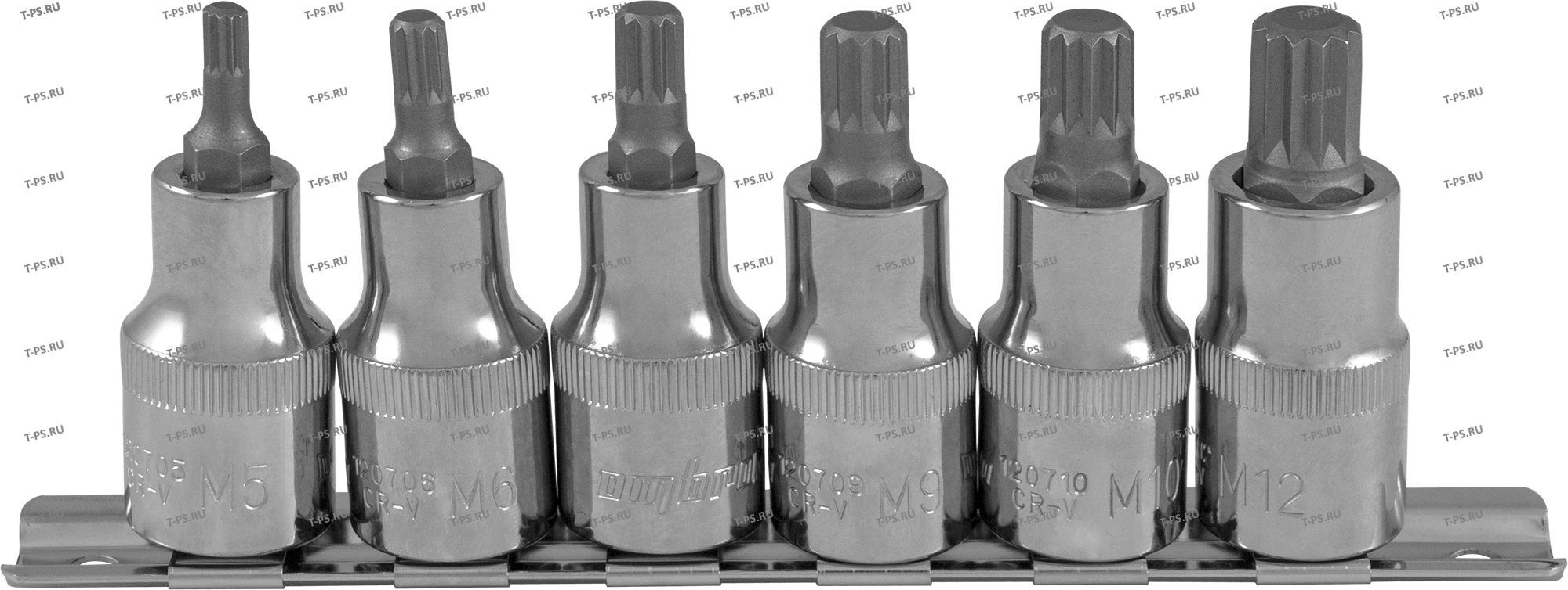 912706 Набор насадок торцевых 12DR с вставками-битами SPLINE на держателе, M5-M12, 6 предметов
