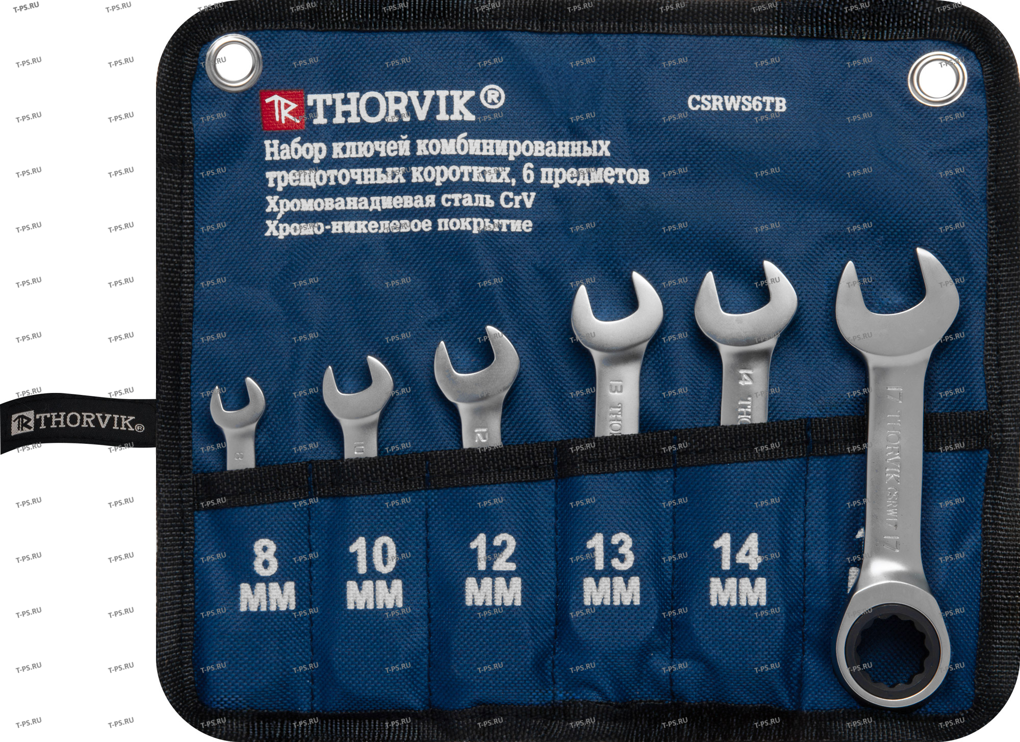 CSRWS6TB Набор ключей гаечных комбинированных трещоточных коротких в сумке, 8-17 мм, 6 предметов