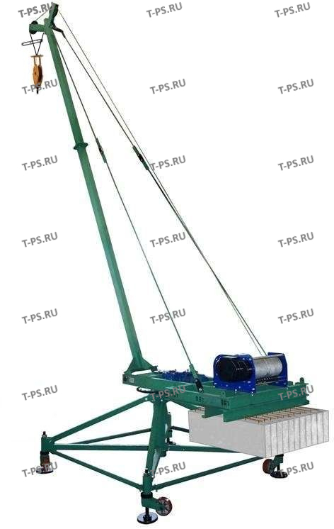 Кран стреловой поворотный МАСТЕР-3 1000 кг 50 м без противовесов с колесами