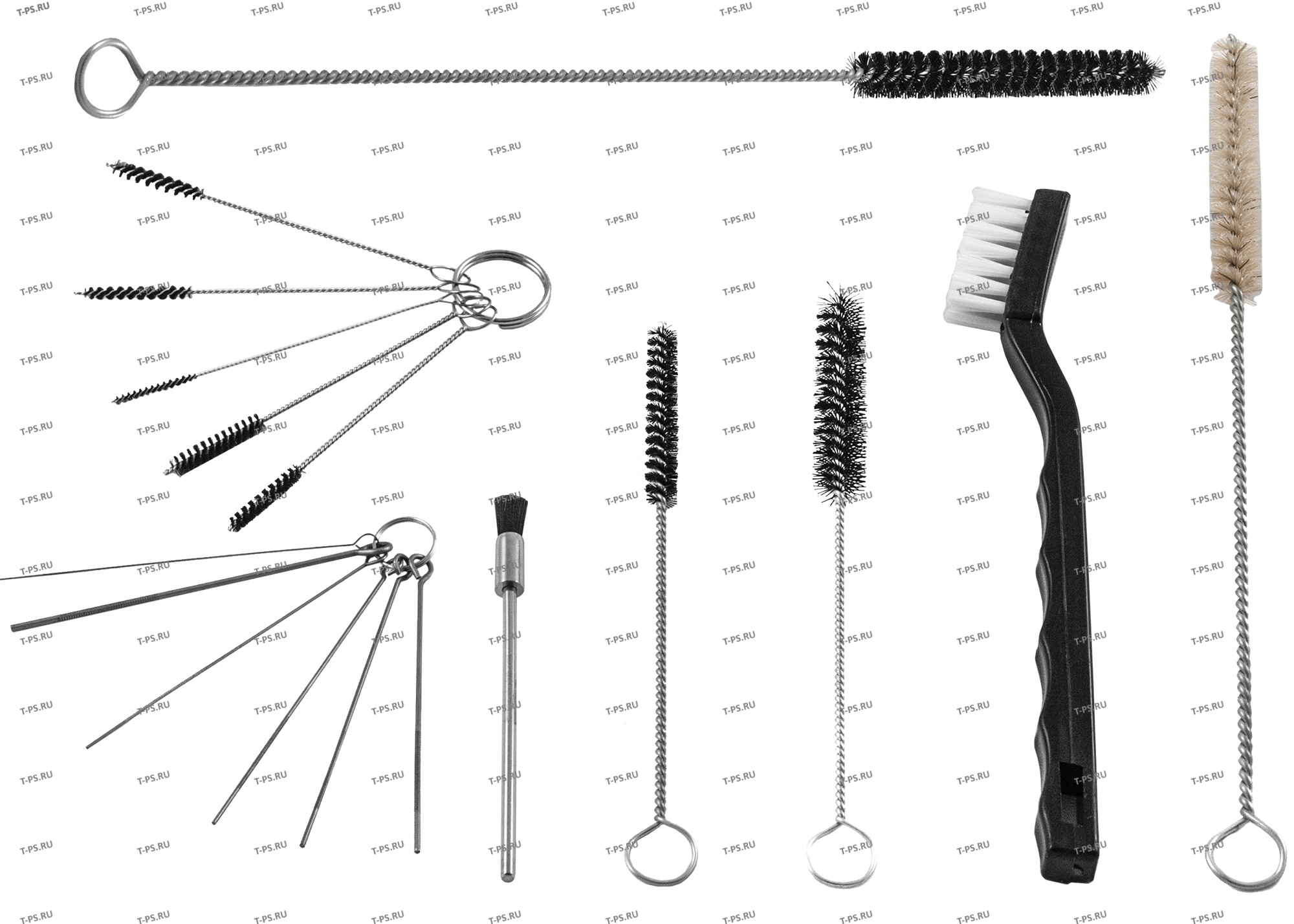 AS-0049 Комплект щеток мастер для чистки покрасочного пистолета Краскопульта, 17 предметов