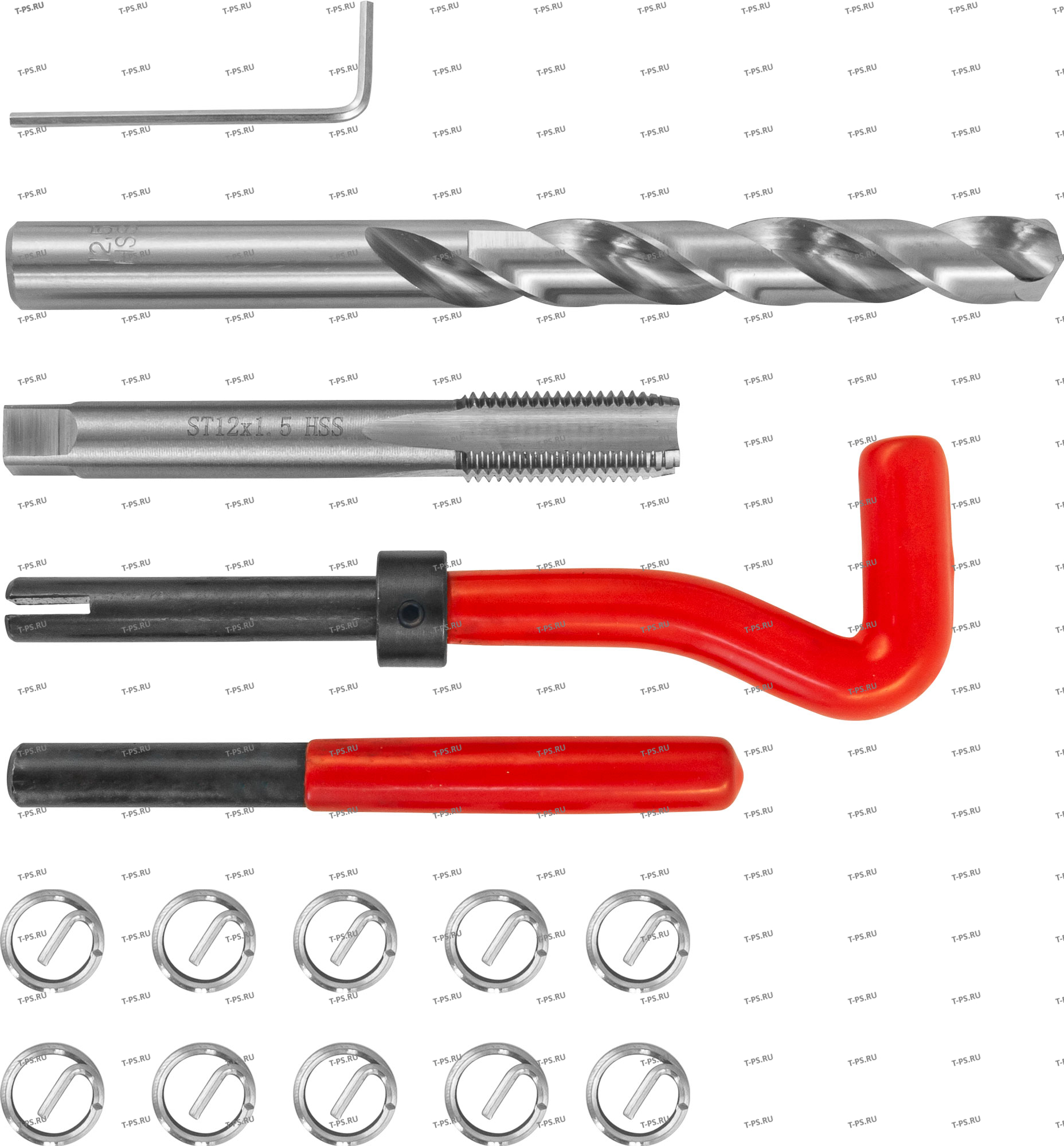 TRIS1215 Набор для восстановления резьбы M12x1.5, 15 предметов